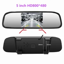 5 cal TFT LCD HD800 * 480 ekran Monitor samochodowy lustro cofania Monitor do parkowania z 2 wejścia wideo, kamera cofania opcjonalnie