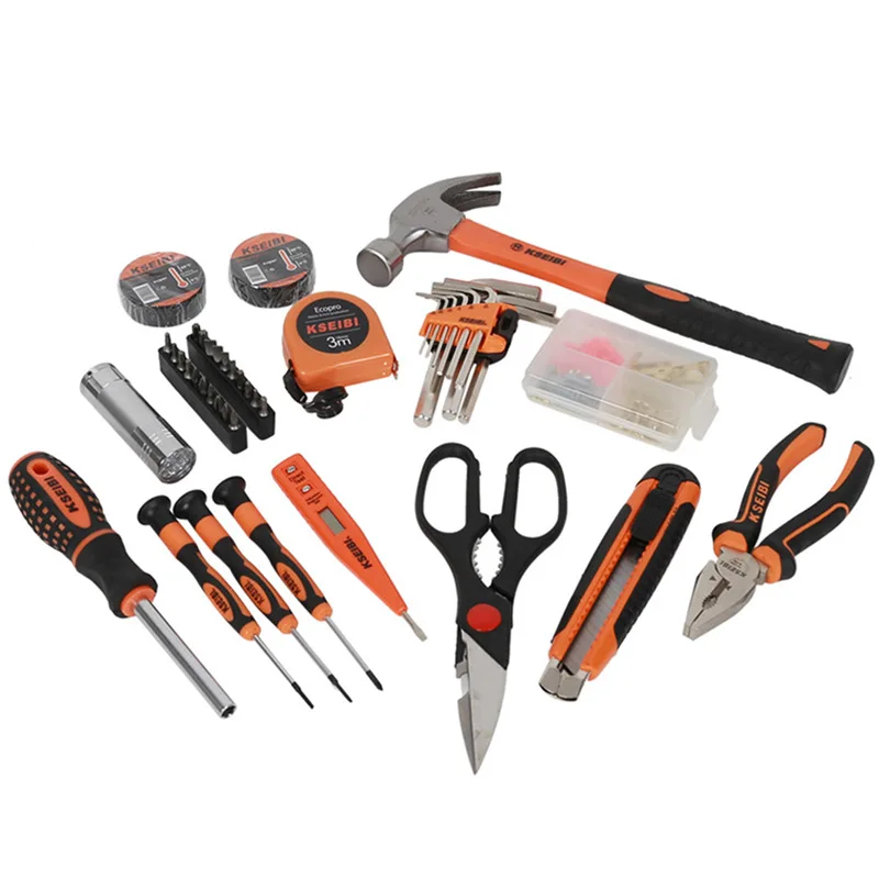 62Pcs/Set Hand Tool Set General Household Repair Hand Tool Kit with Plastic Toolbox Storage Case Socket Wrench Screwdriver Knife