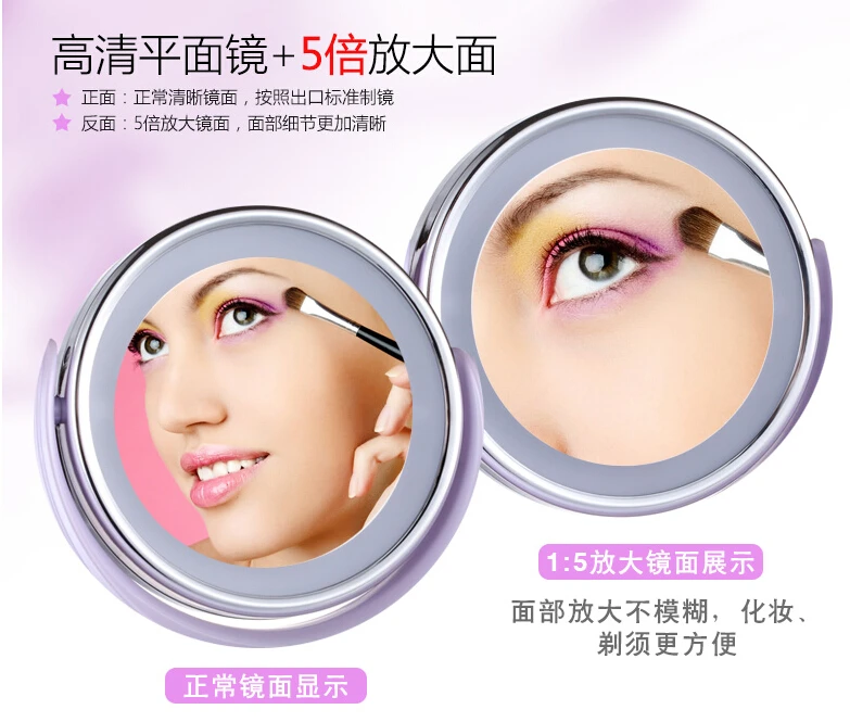 

Desktop LED Double Sided Swivel Cosmetic Makeup Mirror Lady Beauty Facial Light Illuminated Lighted 5x 1x Magnification Mirror