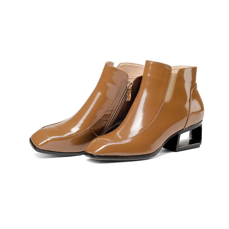 Femmes Véritable Cuir Cheville Haute 33 Noir Brown En Automne Qualité Top Bottes Grande 2018 Smeeroon 43 Hiver Mode Taille Talons dark z4OPqOI