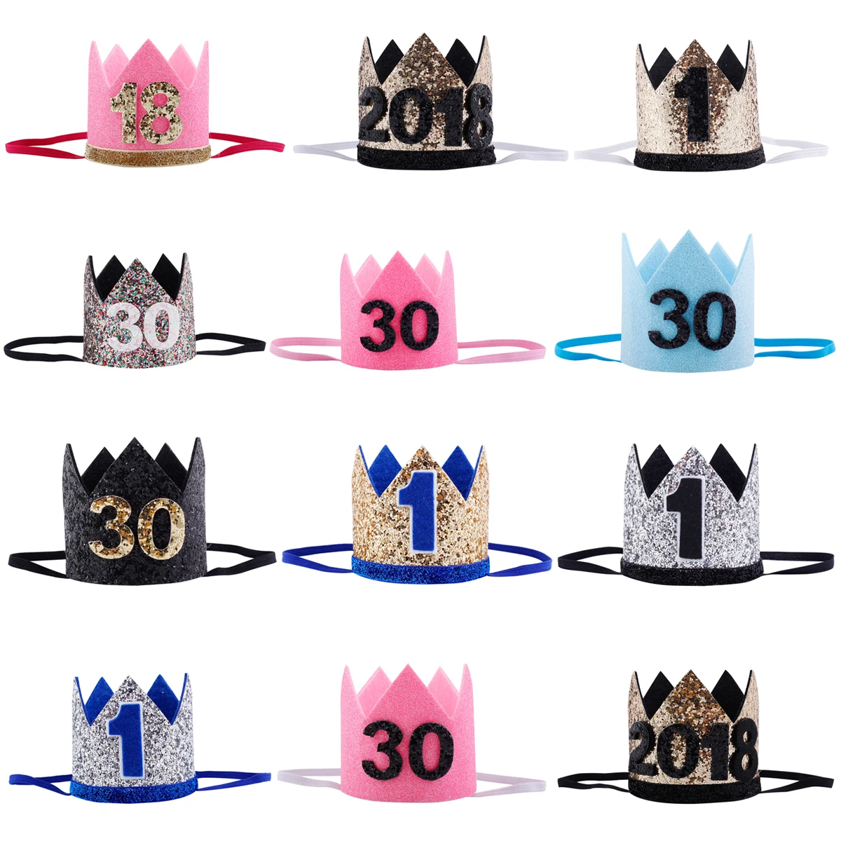 

1/16/30 Adult children Birthday Party Hats Girls kawaii Princess Crown Caps Women Birthday Cake Caps Photo Props Party Decor