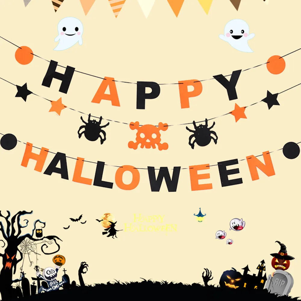 Download Halloween Prop Garland Pumpkin Flag Hanging Ghost Decor ...