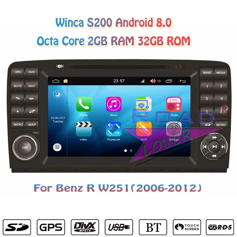 Winca S200 Android 8,0 dvd-плеер автомобиля радио для Benz R Class W251 (2006-2014) r300 R350 стерео gps навигации Automagnitol 2 Din