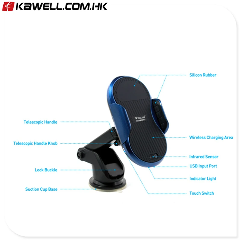 

100 pcs a lot 10W Wireless Car Charger Automatic Infrared Sensor Qi Wireless Fast Charger Mount