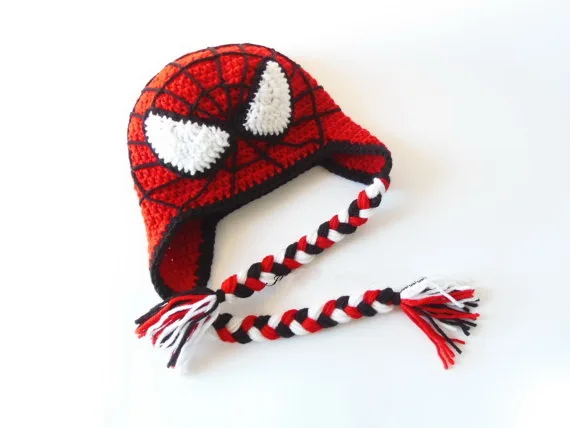 Superb крючком Детская Человек-паук Hat, ручной работы, Детские шапочки Шапки хлопок фото реквизит подарок