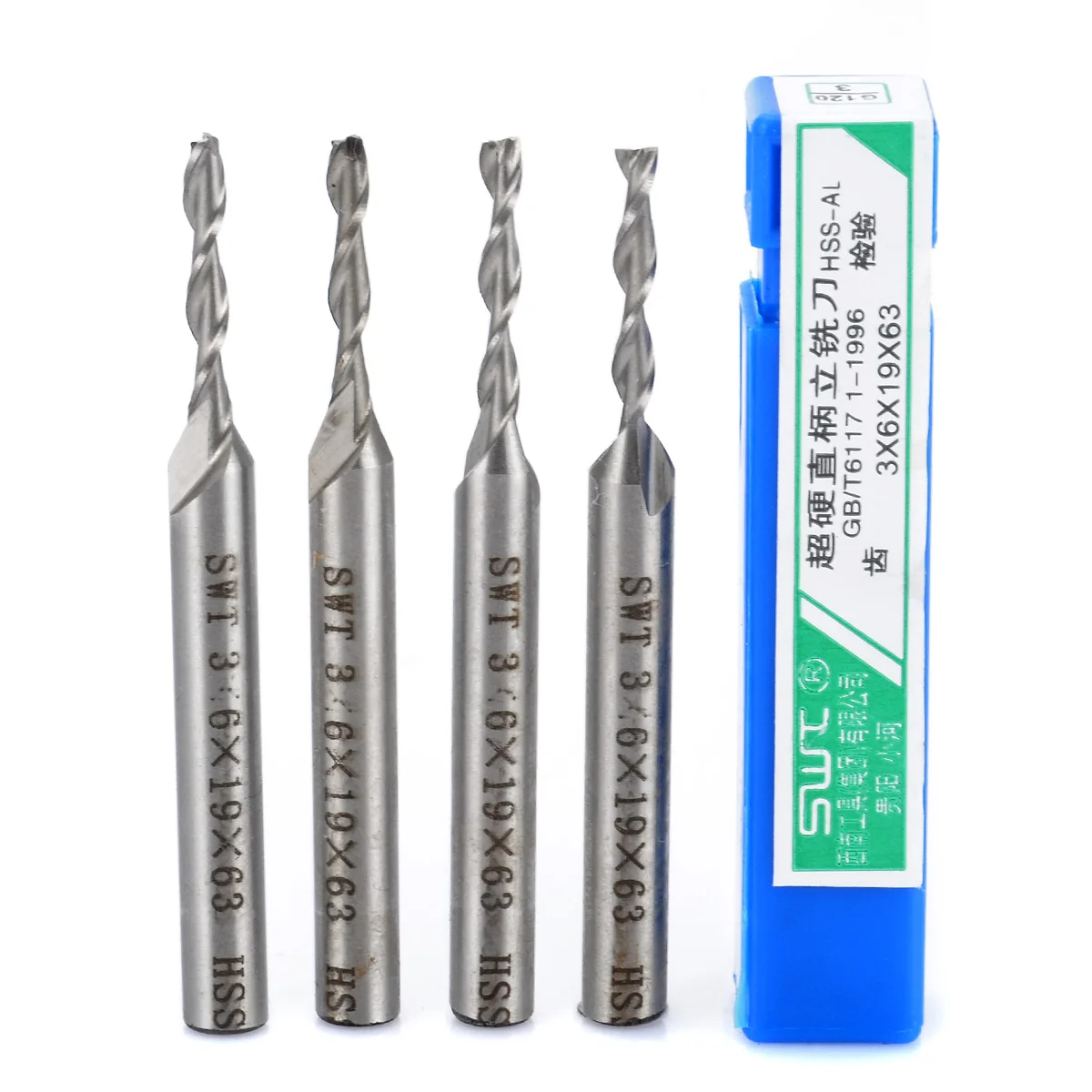 

5pcs HSS 6mm Straight Shank End Mill 2 Flute Extended Milling Cutter with Plastic Box for Woodworking
