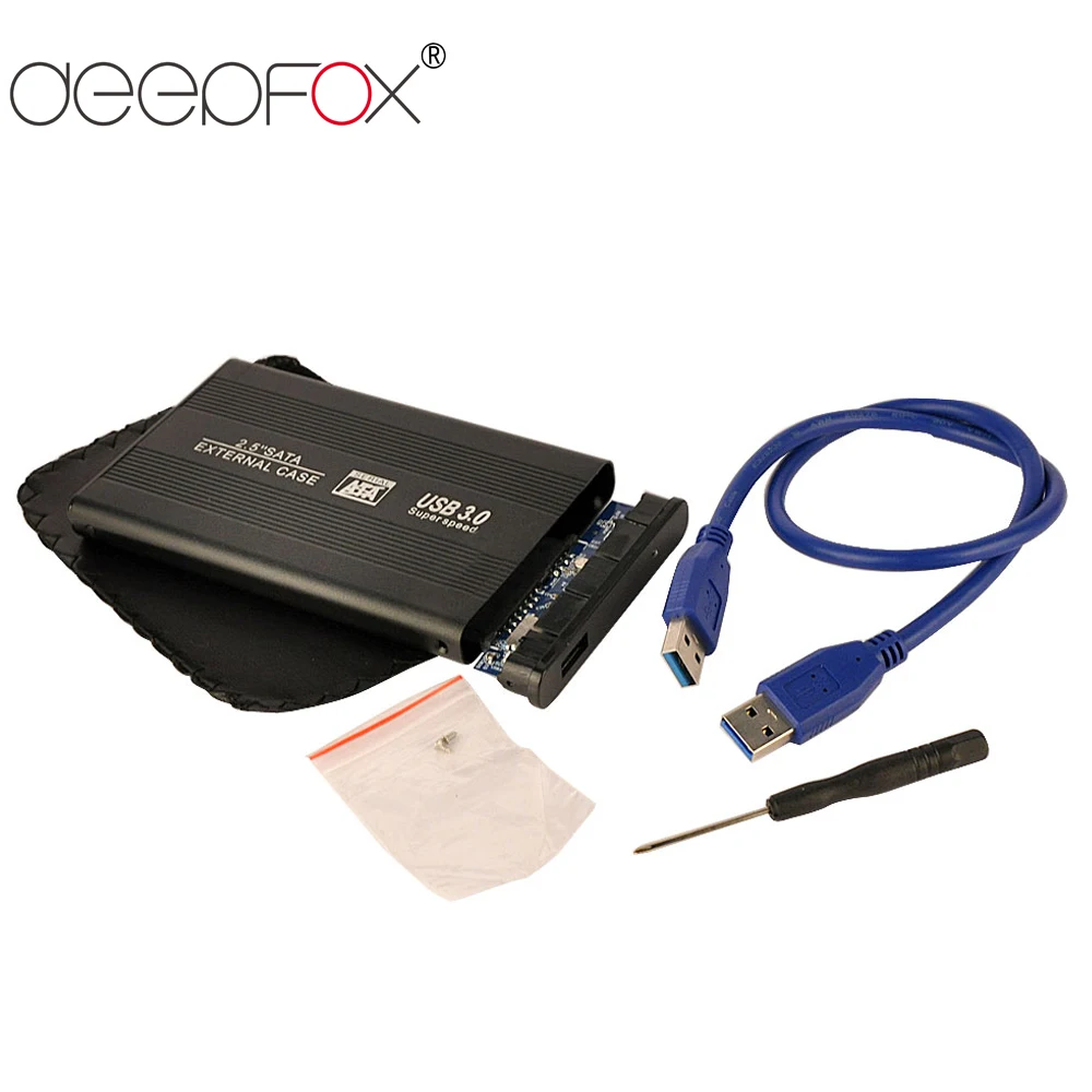 DeepFox USB 3,0 HDD Caddy Корпус 2,5 дюймов SATA SSD мобильный диск коробка чехол s Алюминиевый металлический HDD жесткий диск чехол для ноутбука