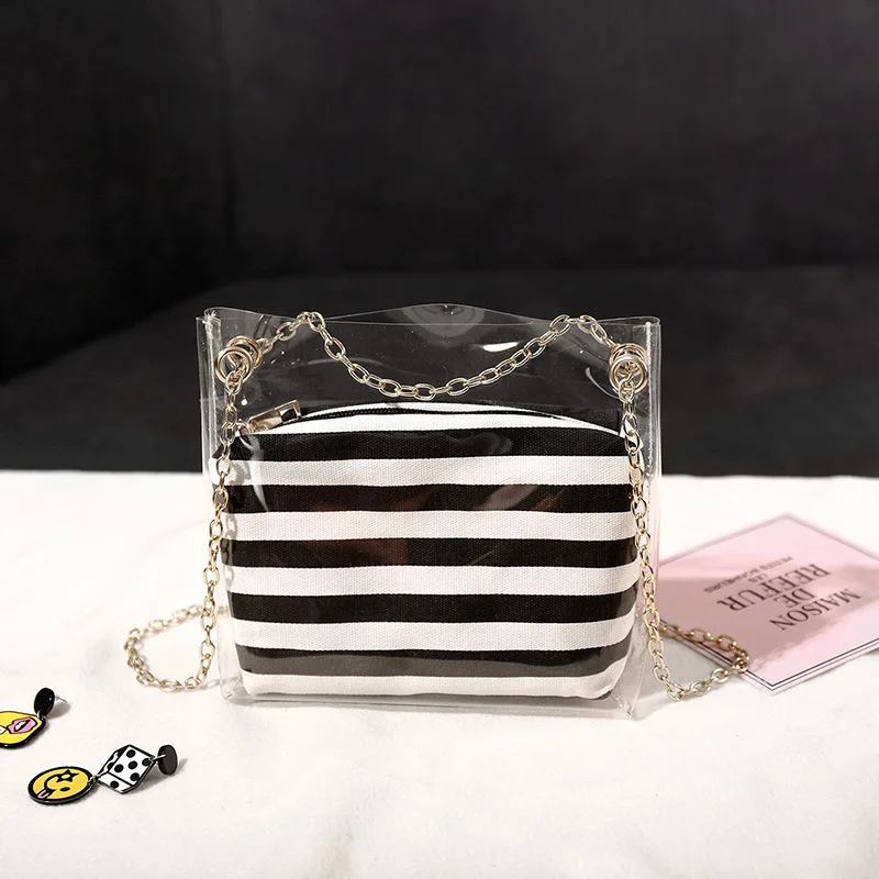 Fashion New Brand Transparent Summer Women Messenger Bag Female Shoulder Crossbody Bags Designer Retro Color Stripes Chain Bag Fashion New Brand Transparent Summer Women Messenger Bag Female Shoulder Crossbody Bags Designer Retro Color Stripes Chain Bag