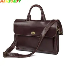 Первый слой натуральной воловьей кожи 1" Мужские портфели для ноутбуков винтажная сумка на плечо большая емкость деловые сумки-мессенджеры