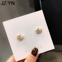 Серьги-гвоздики с двумя серебряными иглами и кристаллами, имитация жемчуга, высокое качество, благородные и элегантные серьги-гвоздики для женщин, 1092