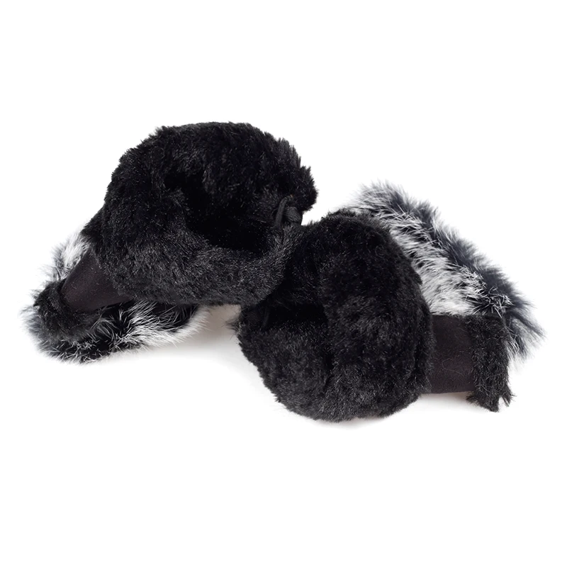 Winter BTS cute warm plush thick nylon warm gloves female plush fingerless personality rope gloves women's fur faux fur gloves