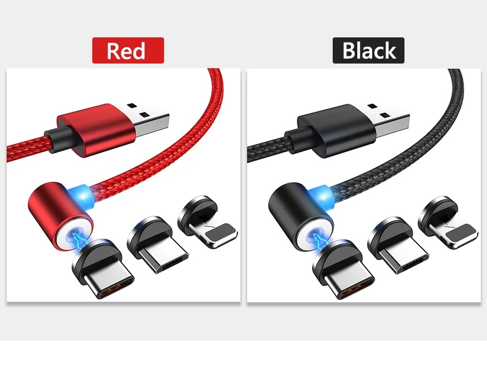 NOHON L-Shape Magnetic Charge Cable Lighting For iPhone X 7 8 Plus XS MAX XR Micro USB Type C LED Magnet Fast Charger Cable 12M (15)