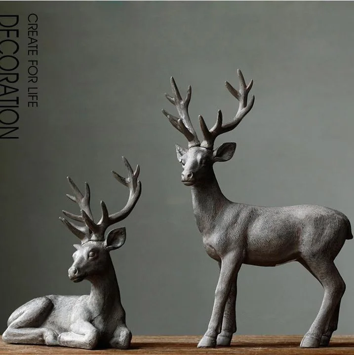 

Classic Imitate Retro Deer Model Resin Furniture Figurines Resin Deer miniature Home Decoration Creativity Handwork Gift