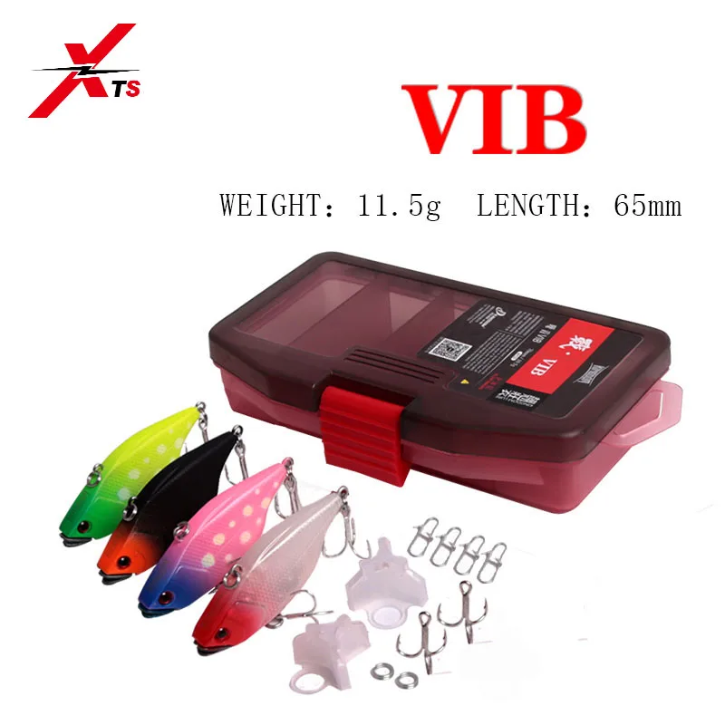 

XTS Fishing Lure 70mm 10.5g Wobblers ABS Material Artificial VIB Hard Lure 4 Pieces In A Nice Lure Box Sinking Fishing Bait5297S