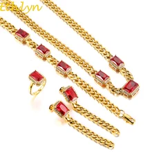 Ethlyn ювелирные изделия в стиле панк AAA кубический цирконий благородное ожерелье набор романтический подарок на день рождения Золотой Цвет Цепочки и ожерелья женские украшения, серьги комплект S174