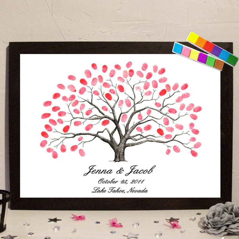

HAOCHU Waterproof Canvas Painting Guest Book Wedding Party Fingerprint Signature Tree Mariage Birthday Graduation Supplies