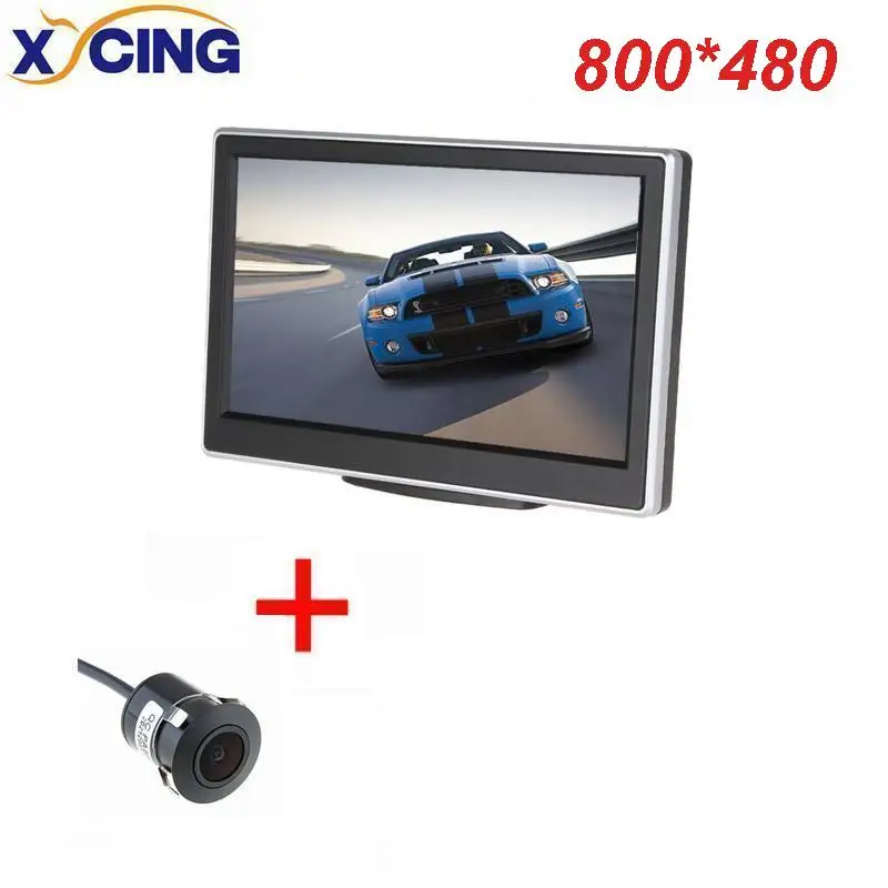 XYCING 5 дюймов TFT lcd HD 800*480 экран автомобильный монитор с резиновым вакуумным кронштейном чашки+ цветная Автомобильная резервная камера заднего вида - Цвет: RVC203-800-E305