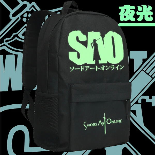 

New Sword Art Online Backpack Anime SAO Luminous Nylon School Bag Unisex