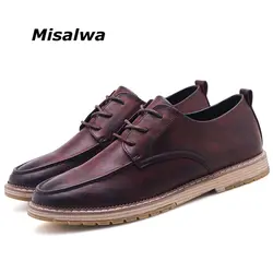 Misalwa/модная мужская обувь на плоской подошве красного и коричневого цвета, сезон весна-осень, мужская повседневная обувь с старым узором