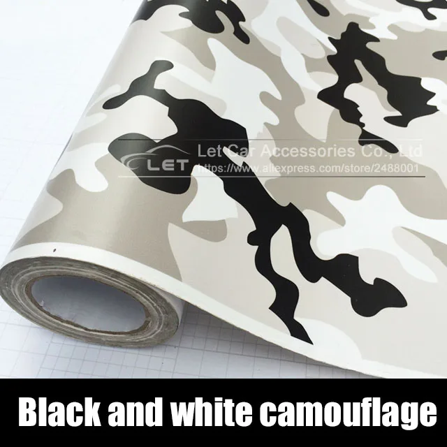 

New Arctic Camouflage Vinyl Adhesive Black White Grey Camo Film Military Motorcycle Scooter Decal Wrap Color Change Sticker