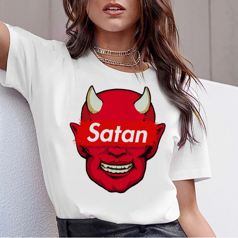 Satanic Satan Demon Grim Reaper Satanism Hell забавная футболка злой дух череп футболка женская страшная Футболка Женский Хэллоуин - Цвет: 3167