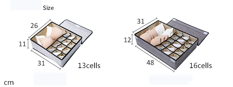 Multi Cells Closet Organizer Box For Underwear 1pcs Water Washable Oxford Storage Box Bra Socks Organizadores Box With Cover Multi Cells Closet Organizer Box For Underwear 1pcs Water Washable Oxford Storage Box Bra Socks Organizadores Box With Cover