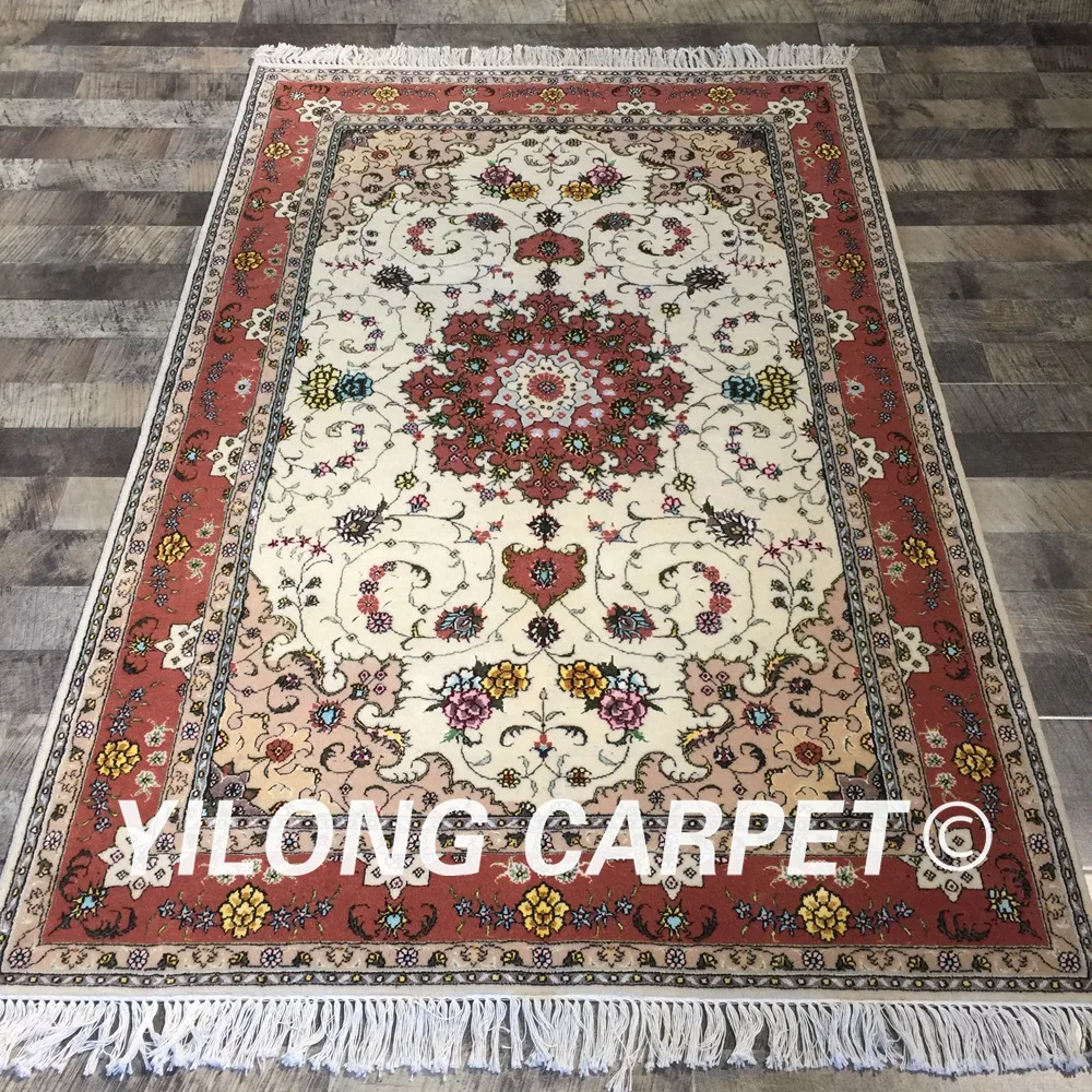 Yilong 4'x6' Восточный китайский ручной прочный коврик красного цвета цветочный сотканный вручную шерстяной и шелковый ковер(WY2054S4x6