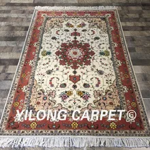 Yilong 4'x6' Восточный китайский ручной прочный коврик красного цвета цветочный сотканный вручную шерстяной и шелковый ковер(WY2054S4x6