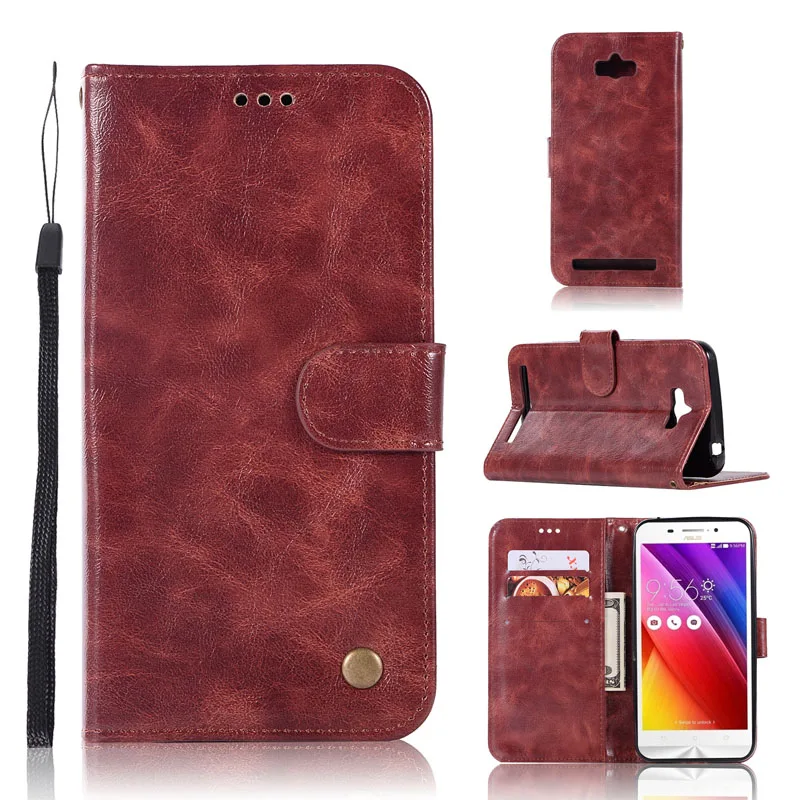 

Retro Flip Case on Asus Zenfone Max ZC550KL Cover Rivet PU Leather Wallet Phone Case Asus Zenfone Max ZC 550 KL Coque Fundas