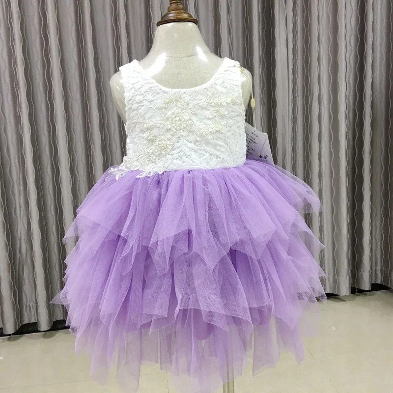 

High Quality Kids Dress for Girls Chidren Backless Wedding Lace Dresses Vestidos Baby Girls Birthday Party Dress D0708