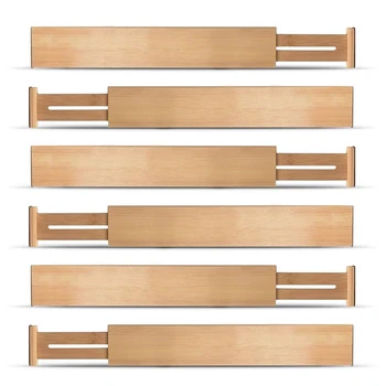 

Adjustable Expandable Dividers Bamboo Drawer Divider Drawer Organizers Natural Bamboo Best for Kitchen, Dresser, Bedroom, Bath