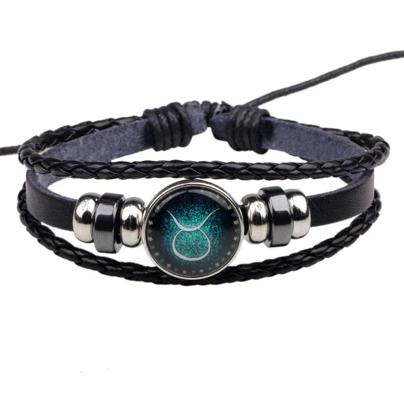NIUYITID Constellation Bracelets For Women Men Fashion Handmade Braided Adjustable Leather Bracelets Jewelry (20)