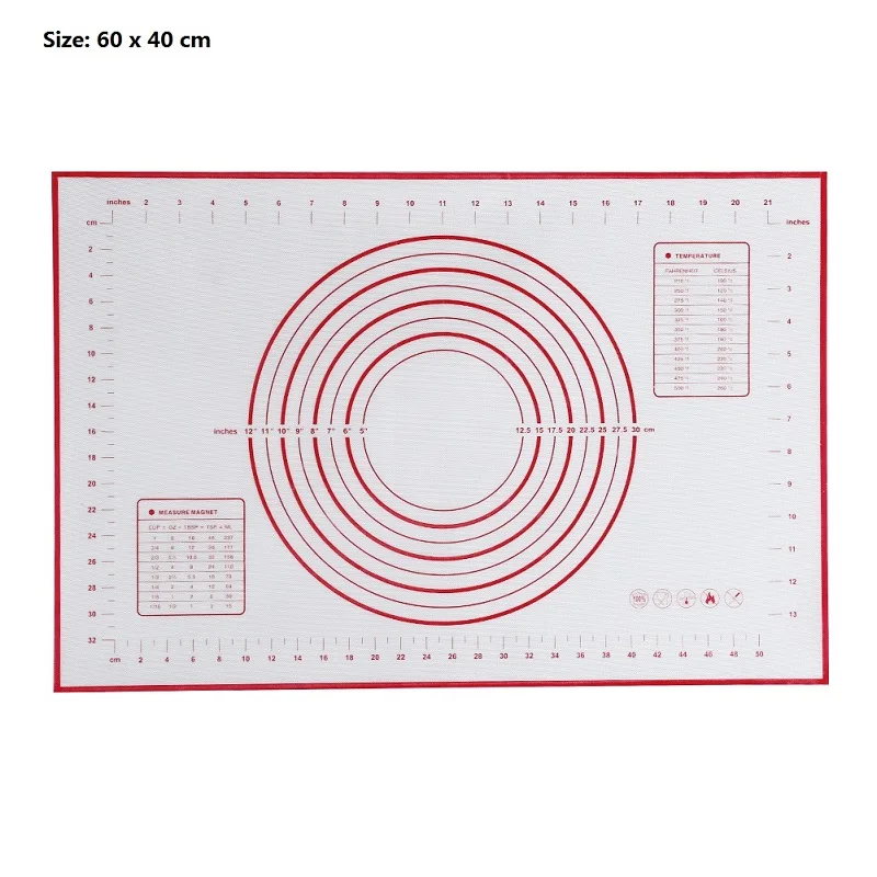 Силиконовый коврик для выпечки пиццы коврик для замеса теста силиконовый коврик для выпечки печенье рулет антипригарный лист формы для выпечки вкладыши коврик инструменты для приготовления пищи - Цвет: 60 x 40cm