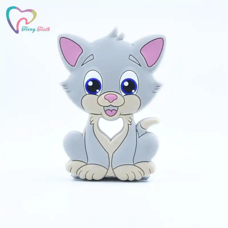 10 PCS Silicone Cat Teether BPA Free Silicone Cat Shape Cartoon 