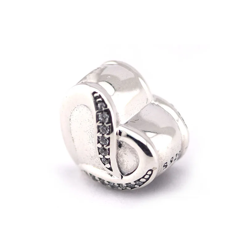 

100% 925 Sterling Silver Beads Romantic Heart-Shaped Clear Zircon Valentine Gift Fits Brand Bracelet DIY Jewelry Free Shipping