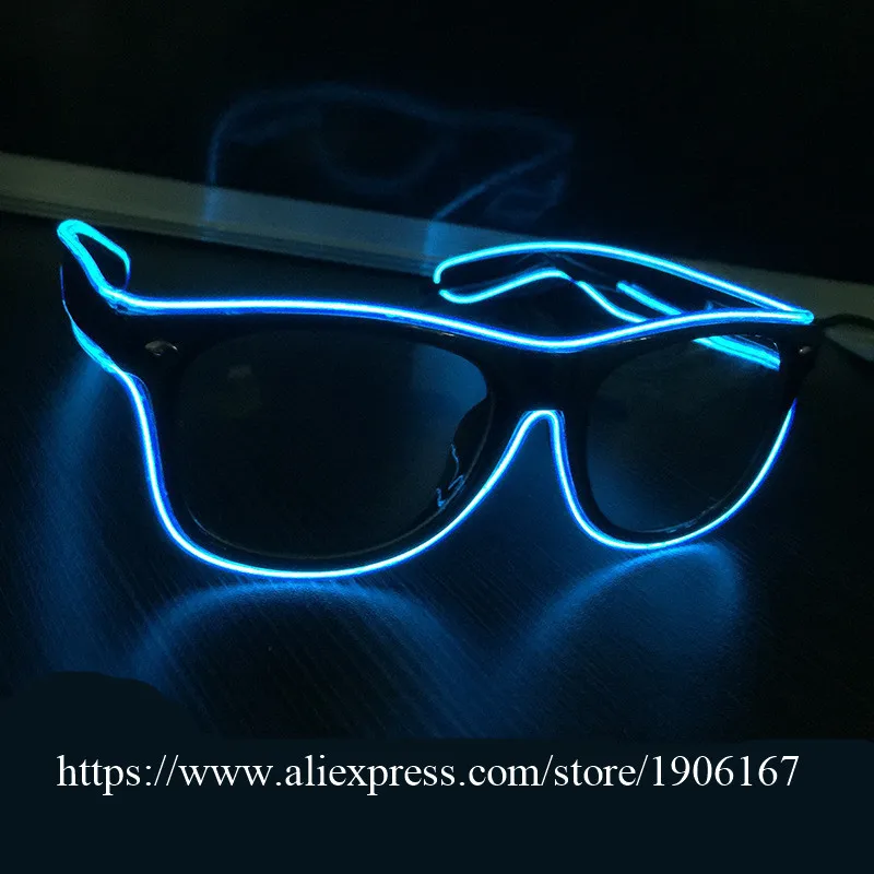 Fashion LED EL Wire Glasses Glow In The Dark Sunglasses Helloween Concert Party led flashing Glasses Eyewear03