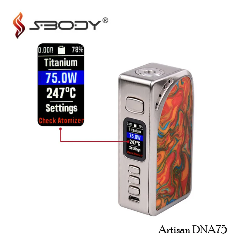 

100% Original resin colors Sbody Artisan DNA75 Box Mod Evolv DNA75C Chip Vaporizer Mods