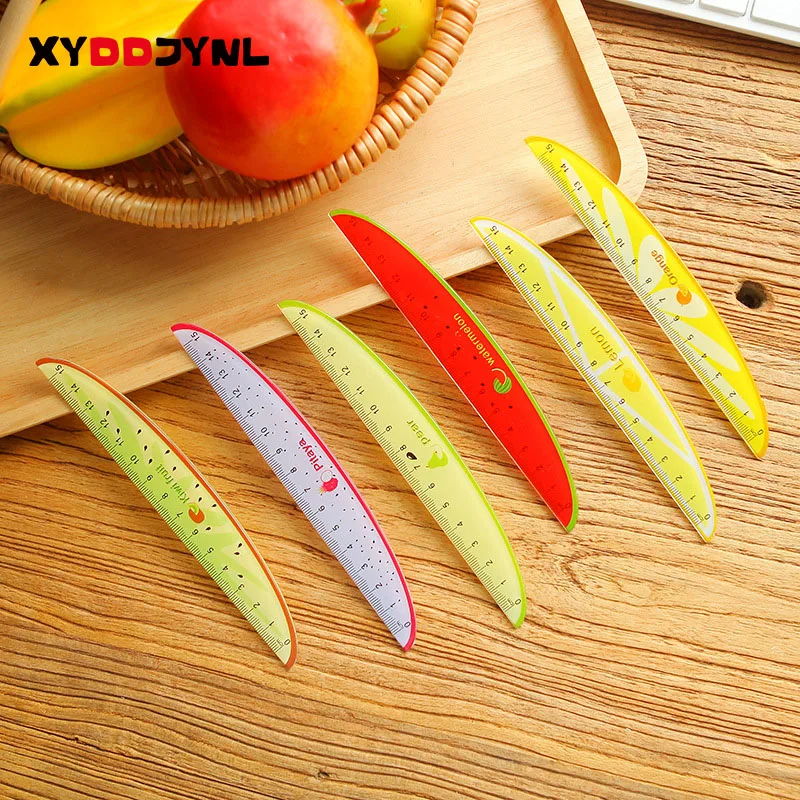 

2 Pcs Cute Watermelon Dragon Plastic Fruit Shape Rulers Creative 15cm Kids Student School Stationery Ruler Gift Supplies