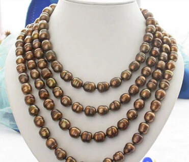 

huij 004598 Details about Long 80" COFFEE RICE FRESHWATER CULTURED PEARL NECKLACE