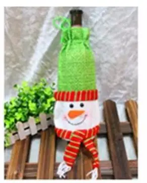 Красная рождественская бутылка вина Обложка сумки рождественские украшения для обеденного стола вечерние Декор Санта-Клаус набор с бутылкой шампанского держатель сумки подарки - Цвет: Q Snowman 2
