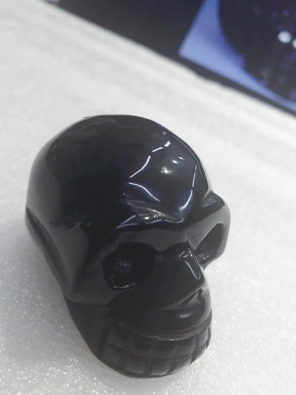 

2 inch 87.6 g natural black obsidian skull repair Reiki home decoration