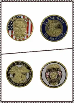 

10pcs/lot US falg St Michael archangel officer and law Enforcement Police Officer bronze souvenir challenge coins collectiable