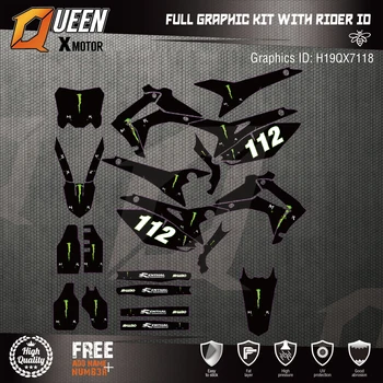

Queen-X Custom Team Graphics Backgrounds Decals 3M Stickers Kit For Honda CRF250R 2014-2017 450R 2013-2016 118