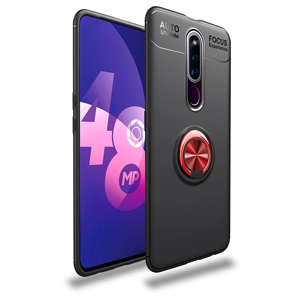 

For Oppo F11 Pro Case Finger Ring Silicone Back Case For Oppo A9 K1 A7 A5S R17 TPU Holder Cover Shell Phone Accessories (XS0530)