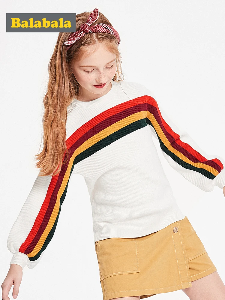 

Balabala Children clothing girls sweaters 2019 new autumn clothes big children sweet and beautiful sweater