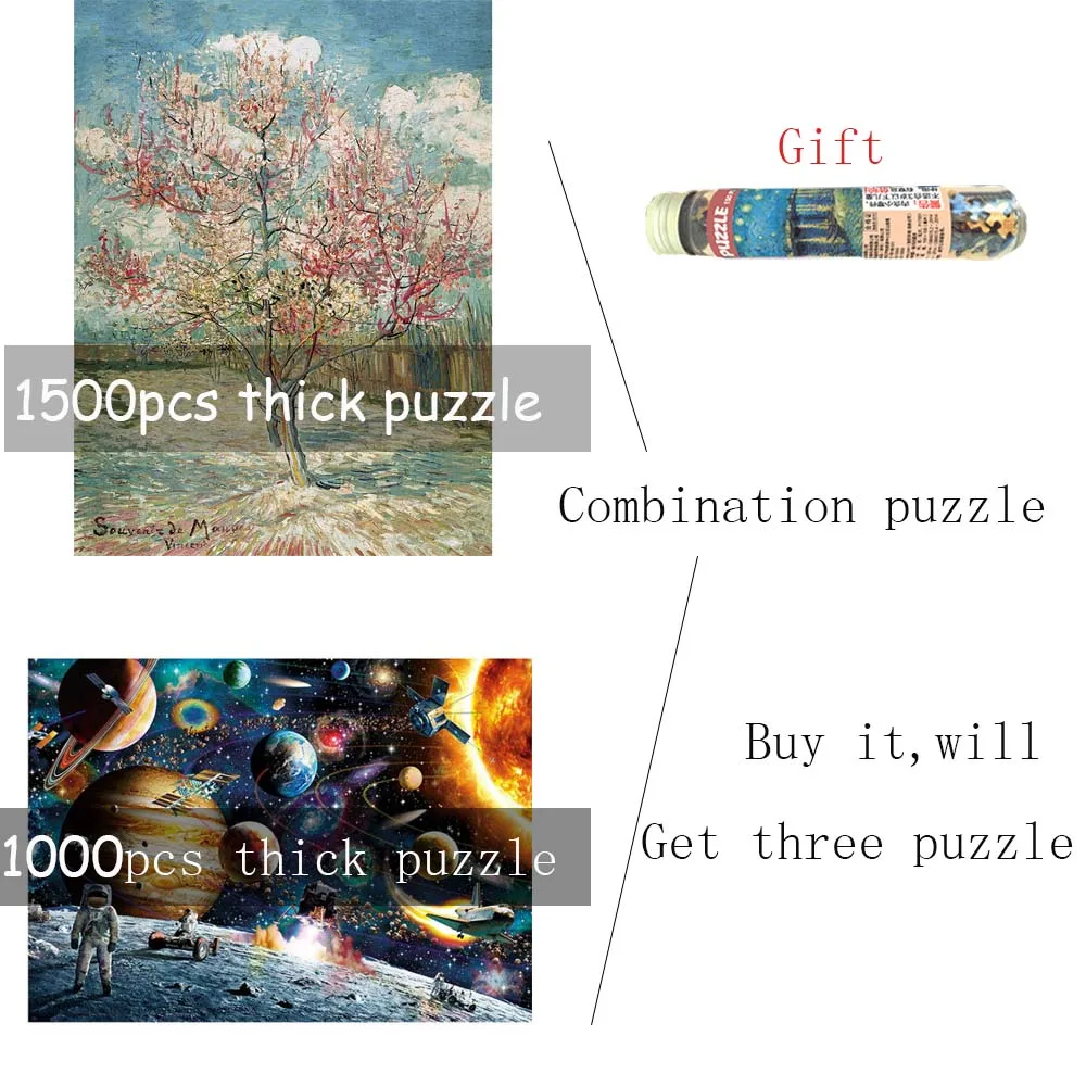 

1000pcs1500pieces Paper thicker Earth puzzle Combination set 1000 piece Puzzle Peach Adult Educational Toy Gift for Halloween