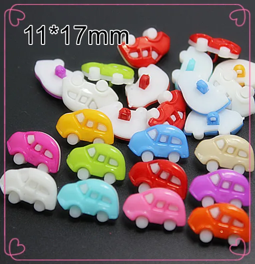 

100PCS Mix Colors Cute Cartoon Small Car plastic buttons 1 hole Sewing children Buttons,free shipping