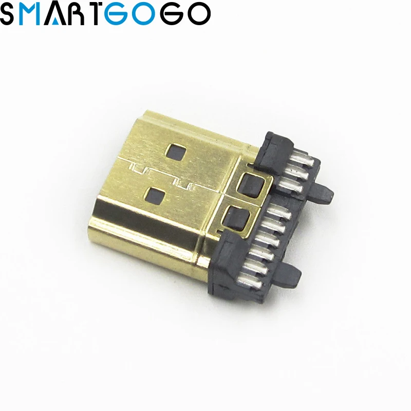 

2 PCS DIY HDMI Connector Male Gold Plate 19 Pin Plug Wire Solder