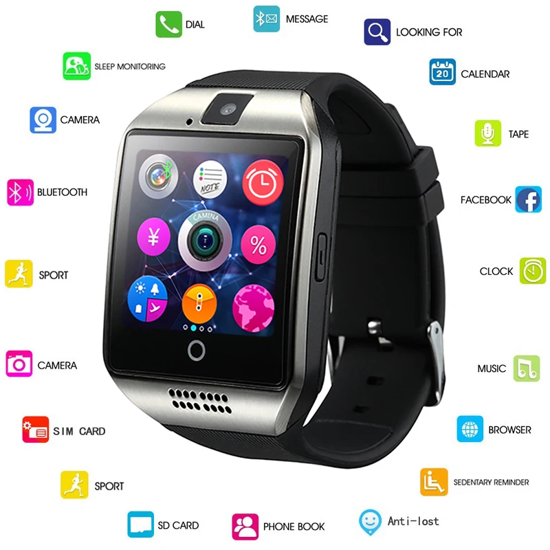 

GEJIAN Bluetooth Smart Watch Men Q18 With Touch Screen Big Battery Support TF Sim Card Camera for Android Phone Smartwatch