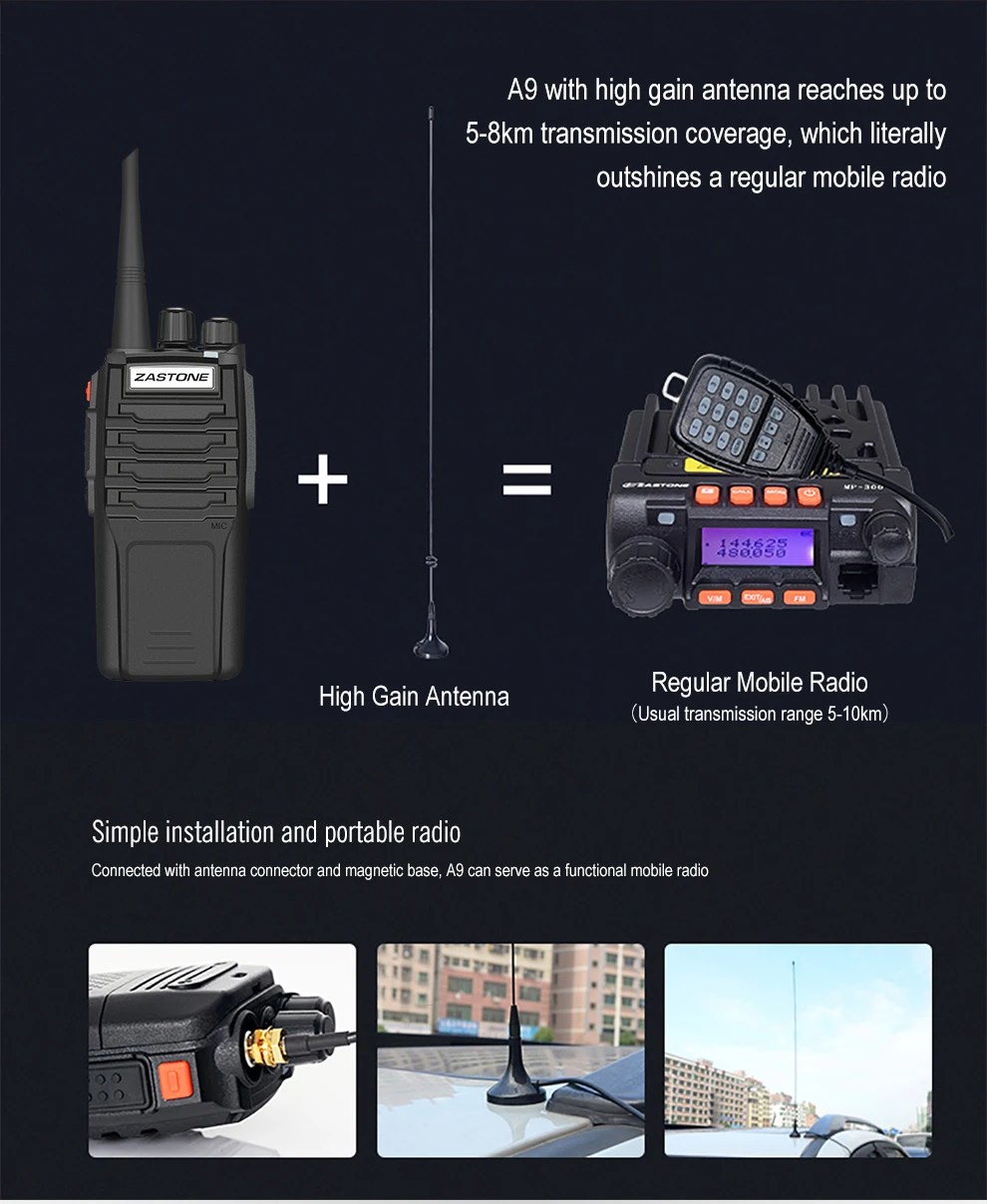 Zastone 10 Вт Walkie Talkie 3-5 км UHF радио Ручной Полиции Радио оборудования две радиостанции CB радио ФИО Comunicador Telsiz A9